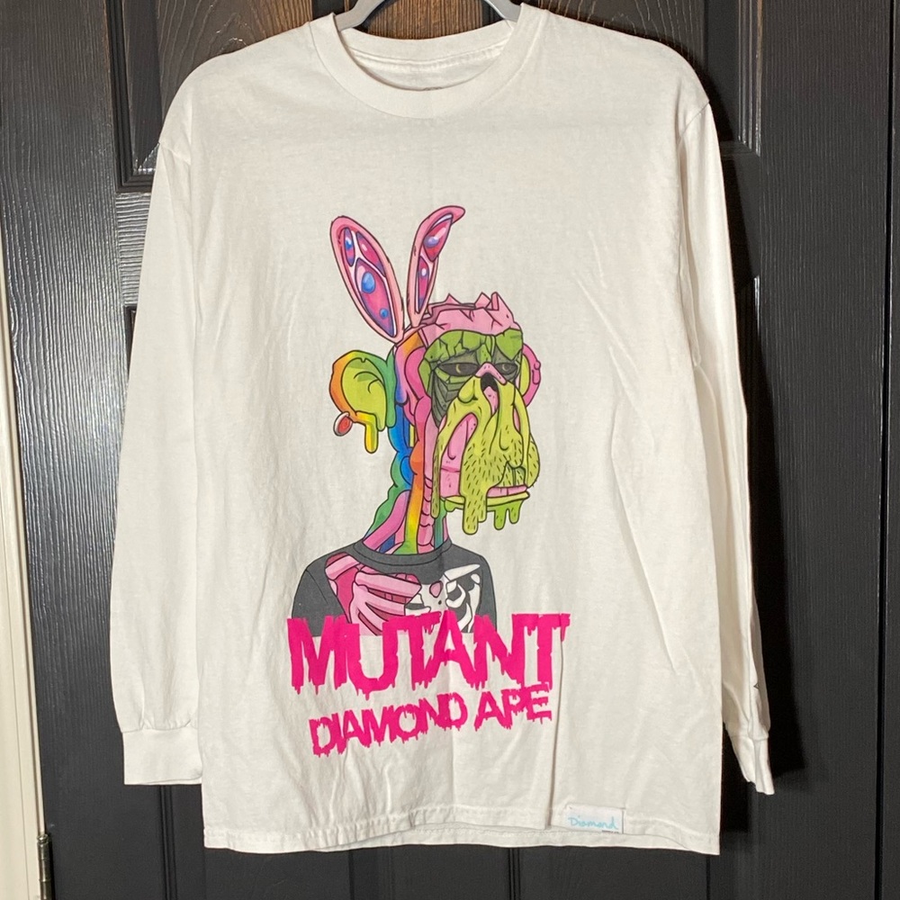 Diamond Mutant Diamond Ape Long Sleeve Mens T-shirt SZ M White